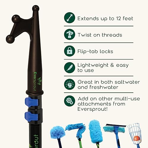 Miniatura 2 de EVERSPROUT Telescoping Boat Hook Floats, Scratch-Resistant, Sturdy Design Durable & Lightweight, 3-Stage Anodized Aluminum Pole Threaded End