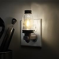 Vista 2 de Autumn Alley Rustic Mini Mason Jar Night Light in Bronze Auto On/Off Sensor Plug in Farmhouse Wall Decor Cute Country Night Light Energy