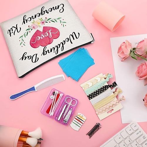 Miniatura 12 de Kit floral de emergencia de boda para novia, juego de supervivencia de boda con bolsa de maquillaje, kit de despedida de soltera, regalo de regalo