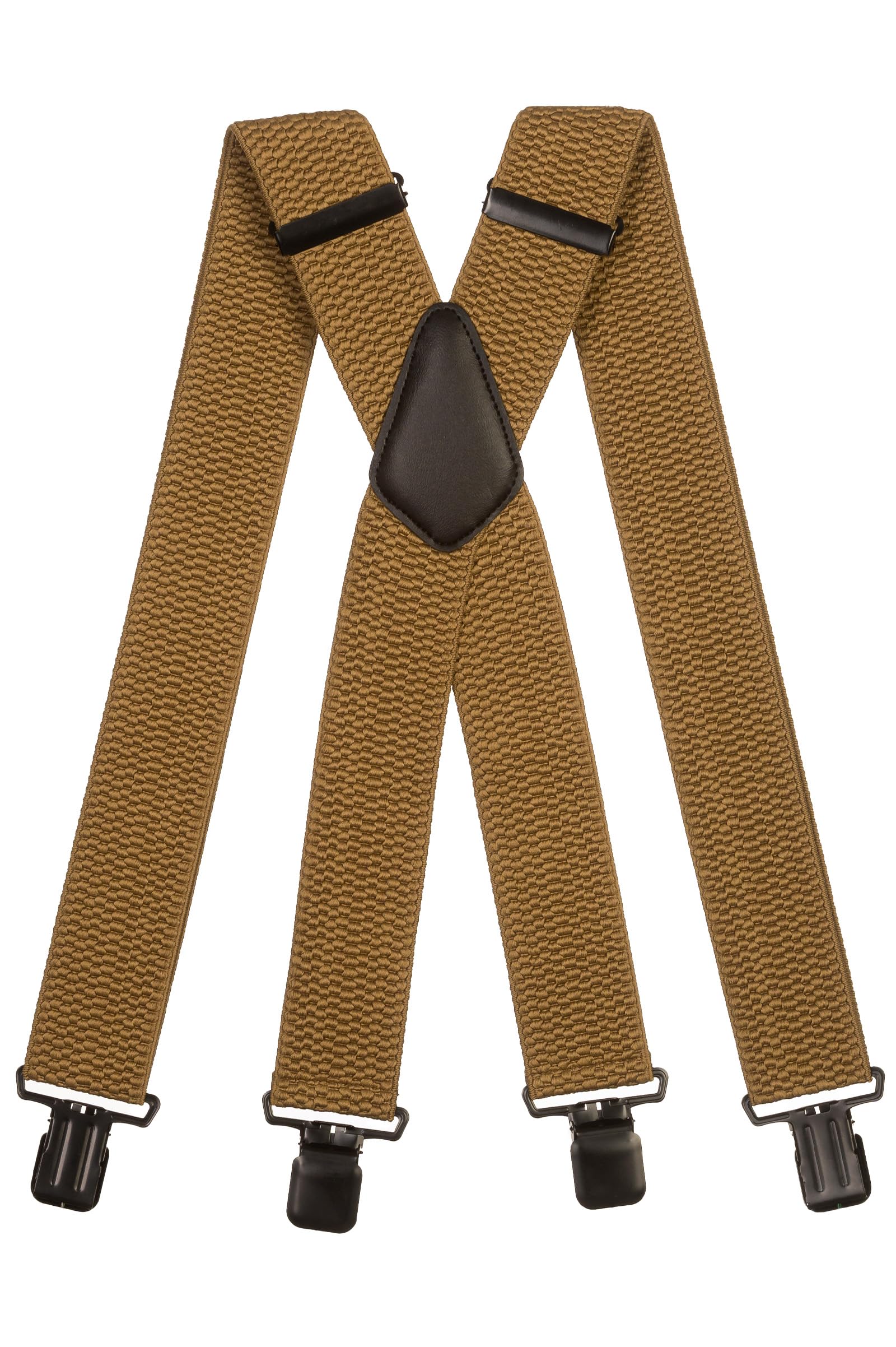 Olata Men's Extra Wide X-Shape Braces/Suspenders - 5cm. Cream (Black Clips)