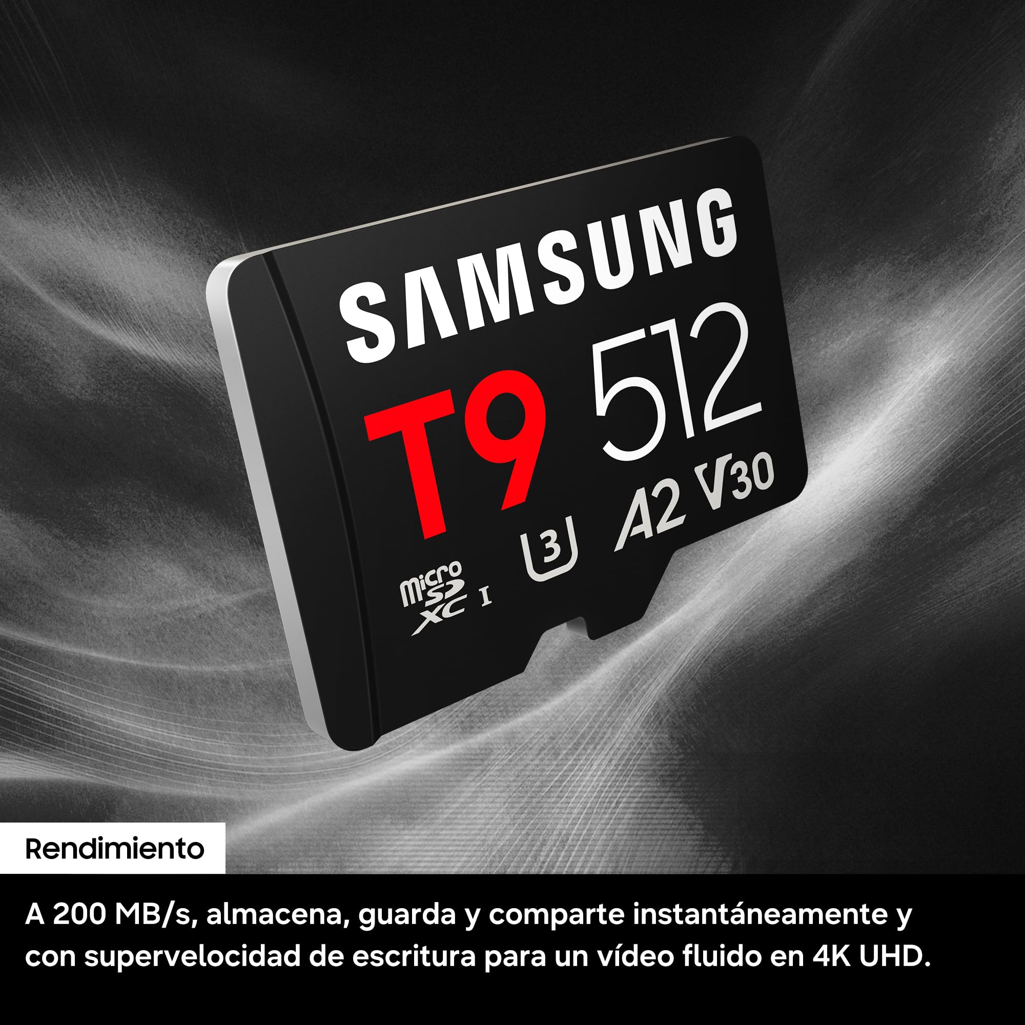 Samsung T9 Tarjeta microSD, 128 GB, Con Adaptador SD, UHS-I U3 | Tarjeta de Memoria para Drones, Cámaras de Acción y 360°, FullHD, 4K UHD, Lectura 200MB/s, Escritura 130MB/s, MB-MH128T/WW
