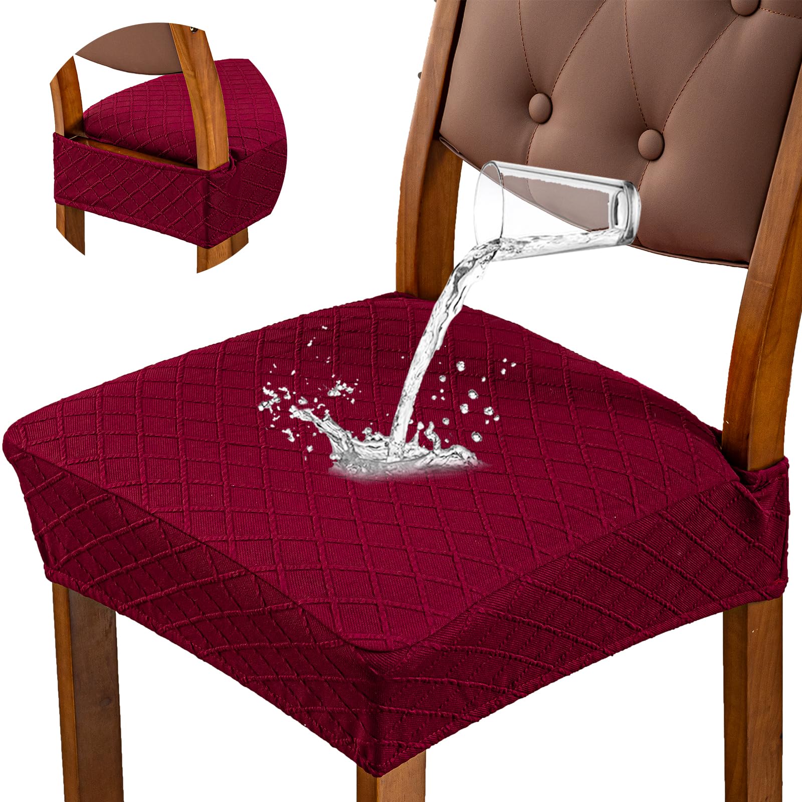 Genina Waterproof Seat Covers for Dining Room Chair Covers,No Rear Covers