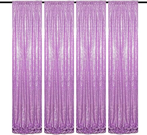 Miniatura 28 de Cortinas de fondo de lentejuelas negras con purpurina de 2 x 8 pies, 4 paneles para decoración de bodas, fiestas de cumpleaños, despedidas de Negro