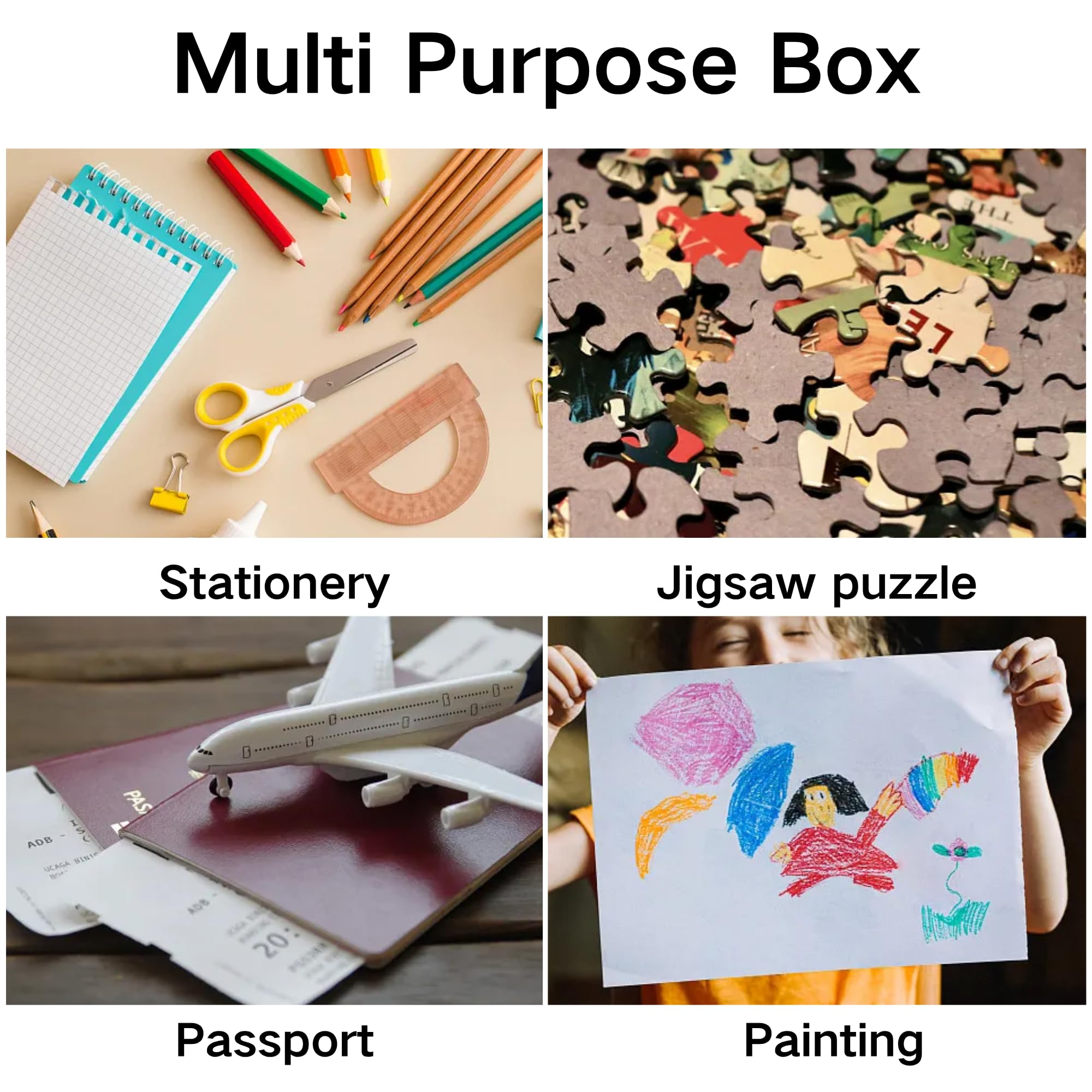 SUQ 8 Scatole per Archiviazione File, Valigetta Portatile per Progetti Formato A4, Scatole di Archiviazione con Coperchio, per Ufficio, Strumenti, Arti e Forniture per Artigianato