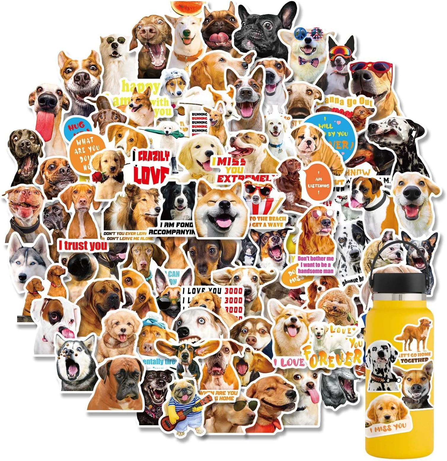 100Pcs Cute Dog Stickers for Water Bottles Vinyl Waterproof Funny Dog Stickers for Kids Teens Many Kinds of The Dog Stickers Decals for Dog Lovers Laptop Hydro flask Scrapbooking Journaling