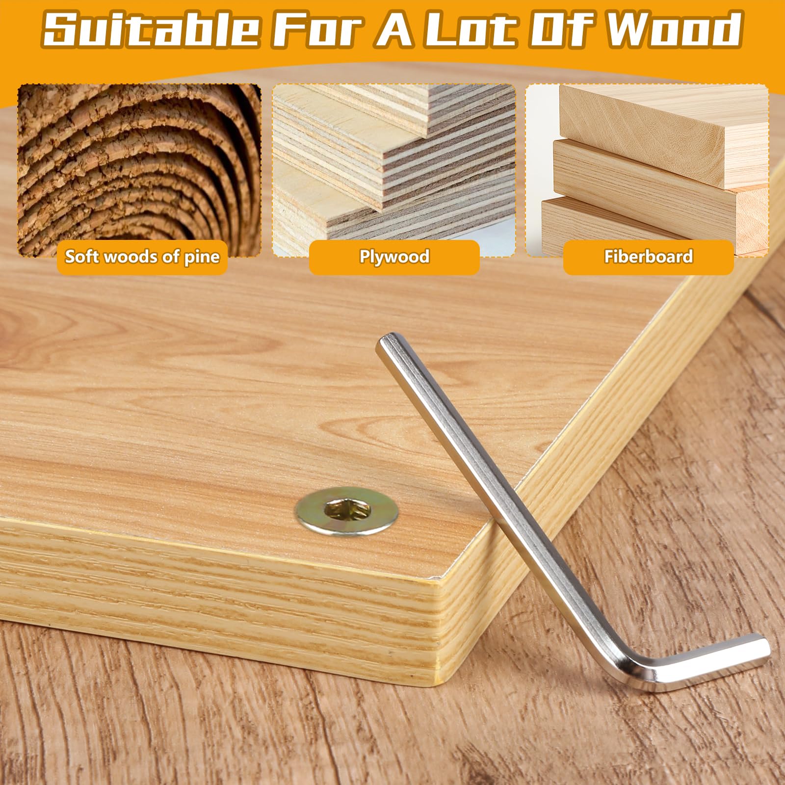 50 Pezzi Boccole Filettate per Legno, M4 x 10mm Inserti Filettati per Legno con Chiave Esagonale, Inserto Filettato in Acciaio Al Carbonio Zincato, Rivetti Filettatis per Mobili in Legnos Assortimento