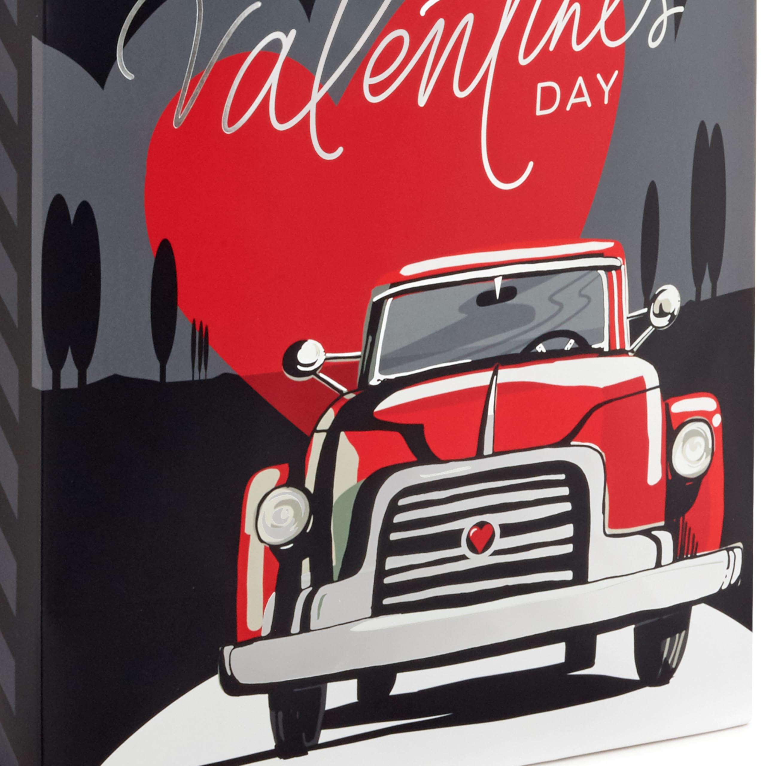 Hallmark 13" Large Valentine's Day Gift Bags With Tissue Paper (Stripes and Red Truck 2-Pack)