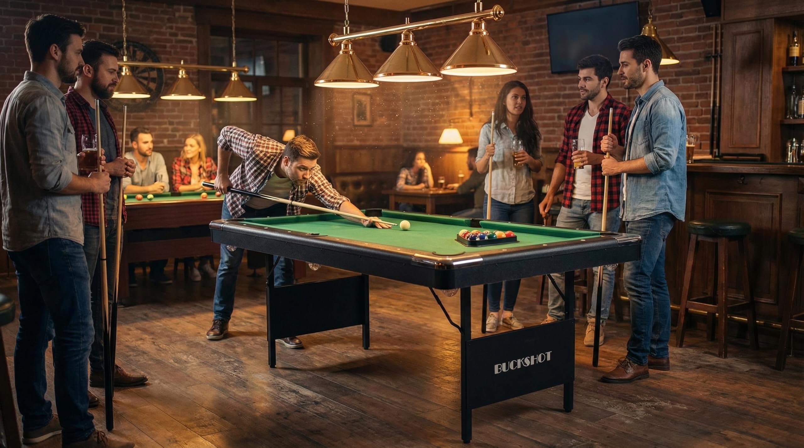 Table de Billard - 6ft (193x109x81cm) - Buckshot Atlanta - Pliable - avec Accessoires - Vec Pieds pliants en métal - Vert