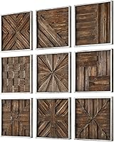 Vista 3 de Uttermost Bryndle - Juego de arte de pared cuadrado de madera de 12 1/2 pulgadas, 9 piezas