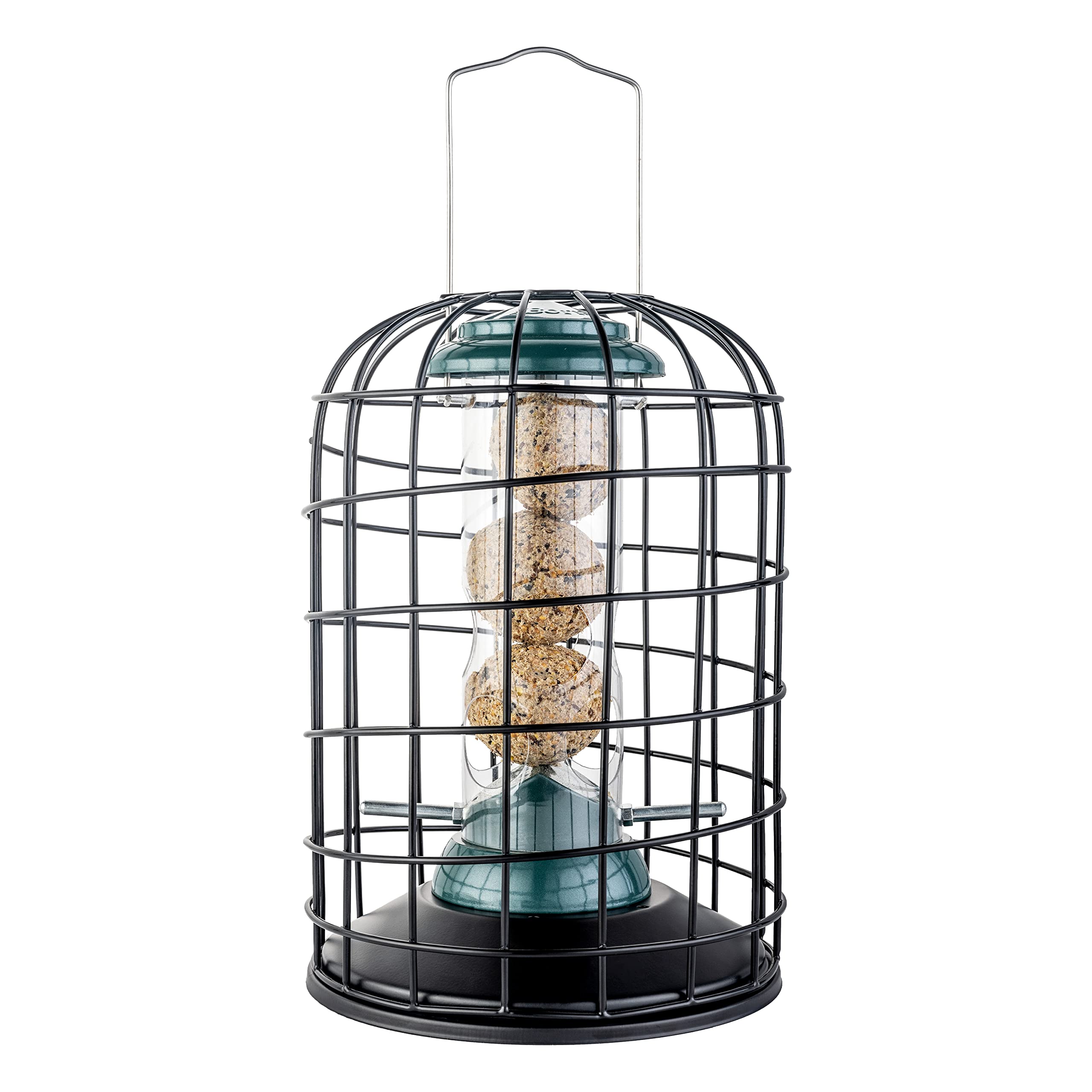 iBornSquirrel Proof Bird Feeder For Fat Ball, Hanging For Wild Birds Energy Fat Ball Holder,Heavy Duty All Metal Anti-UV Finishing, Green 8 Inch