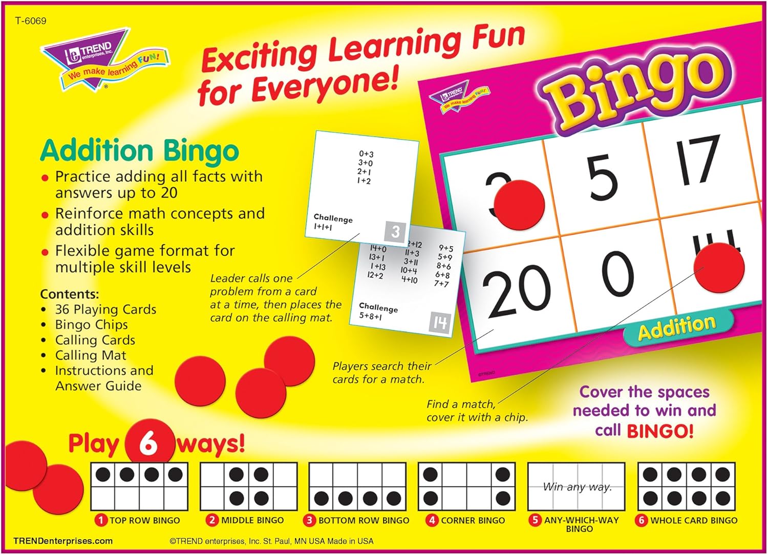 Buy TREND ENTERPRISES Addition Bingo Game, Exciting Way for Everyone