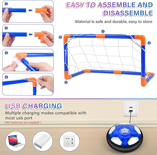 Miniatura 5 de Hover - Juego de hockey para niños, 4 en 1, pelota de fútbol flotante, recargable con luz LED, juegos deportivos para interiores y exteriores para