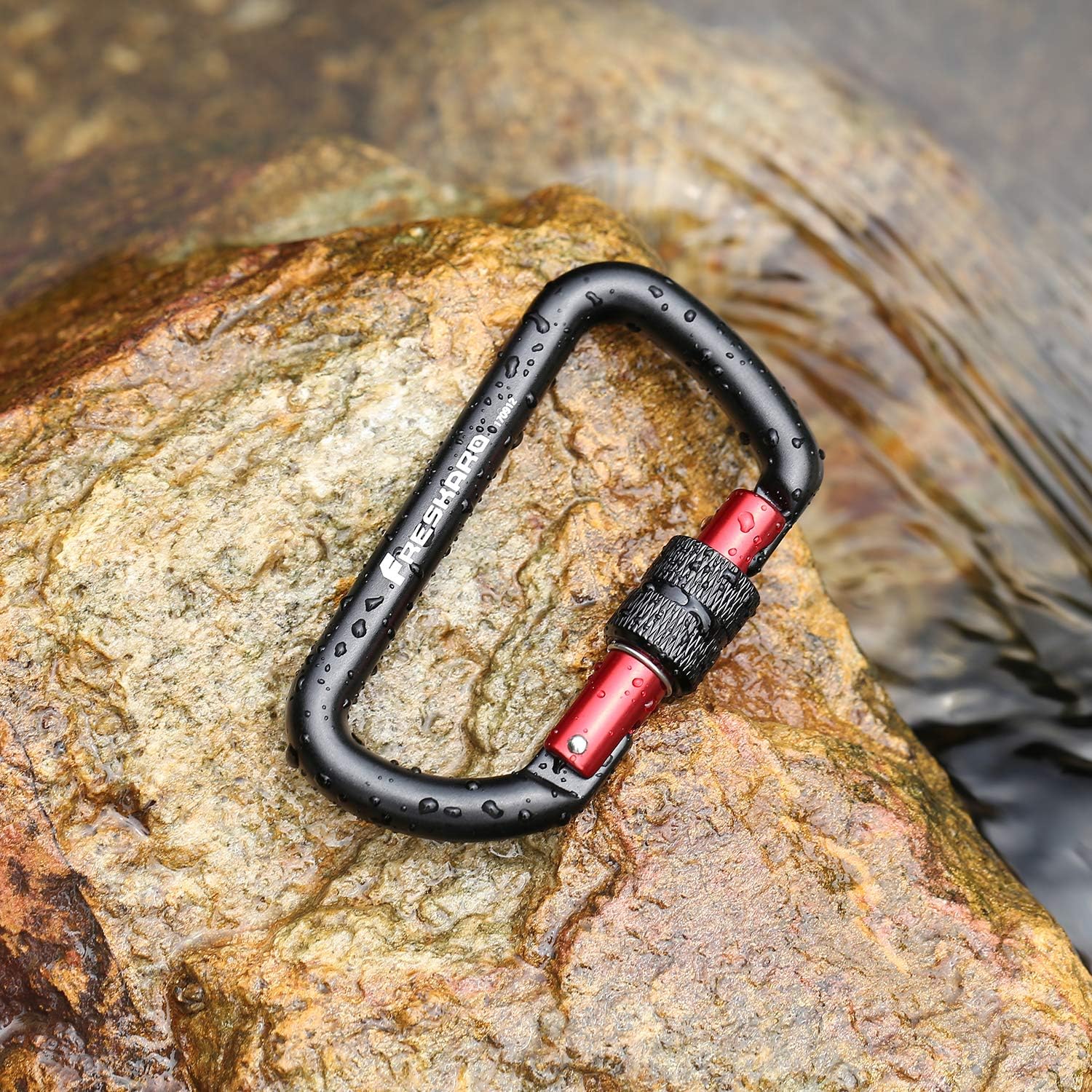 FresKaro 3pcs 25KN Climbing Carabiners with 3pcs 3Inch Screw-Locking Carabiners Clips