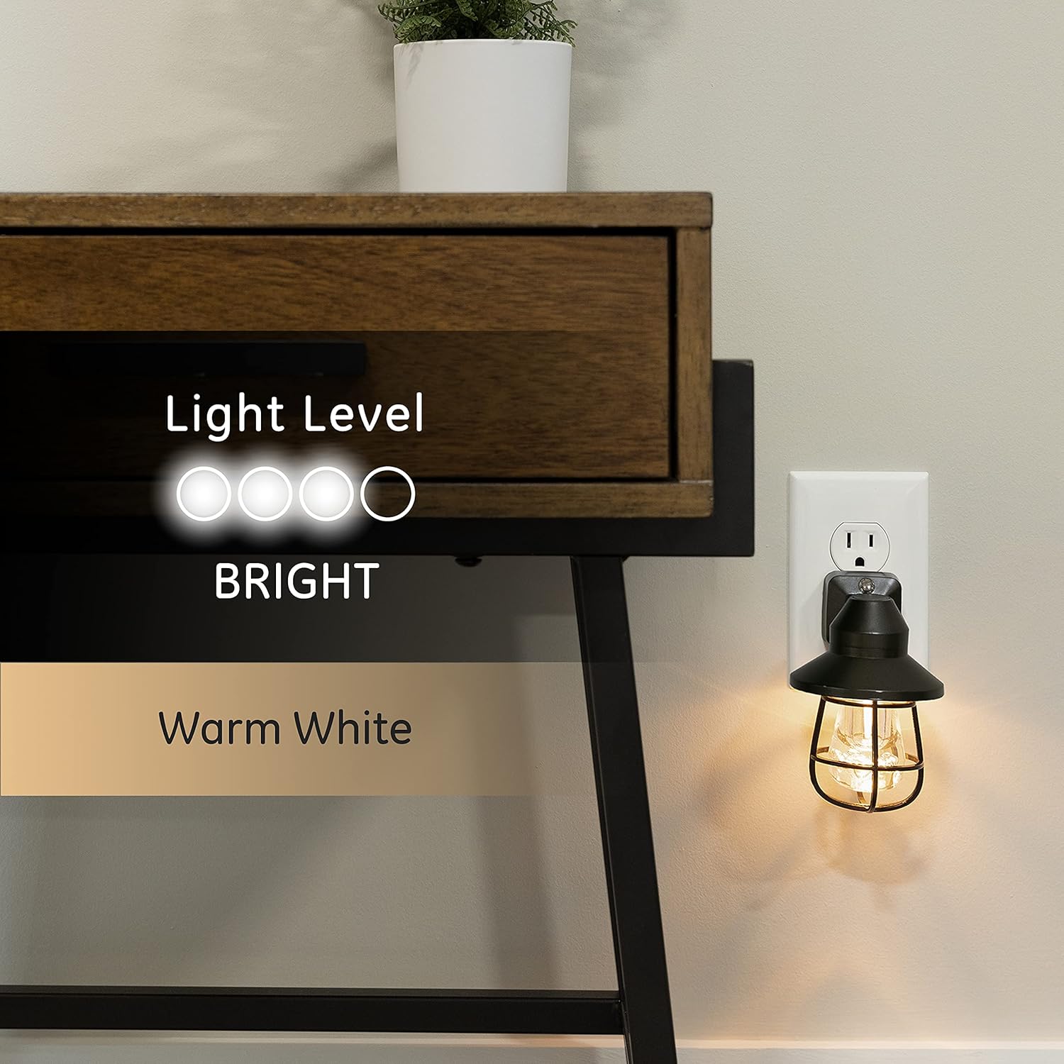 GE LED Vintage Night Light, Plug-in, Dusk-to-Dawn, Farmhouse, Rustic, Home Décor, UL-Certified, Ideal Nightlight for Bedroom, Bathroom, Kitchen, Hallway, 44737, Black, 2 Pack : Everything Else