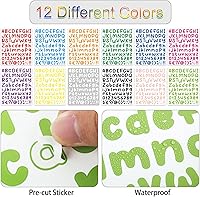 Vista 3 de Calcomanías de letras, Dizdkizd - Pequeñas calcomanías del alfabeto, calcomanías de vinilo impermeables de 1 pulgada, letras autoadhesivas, un
