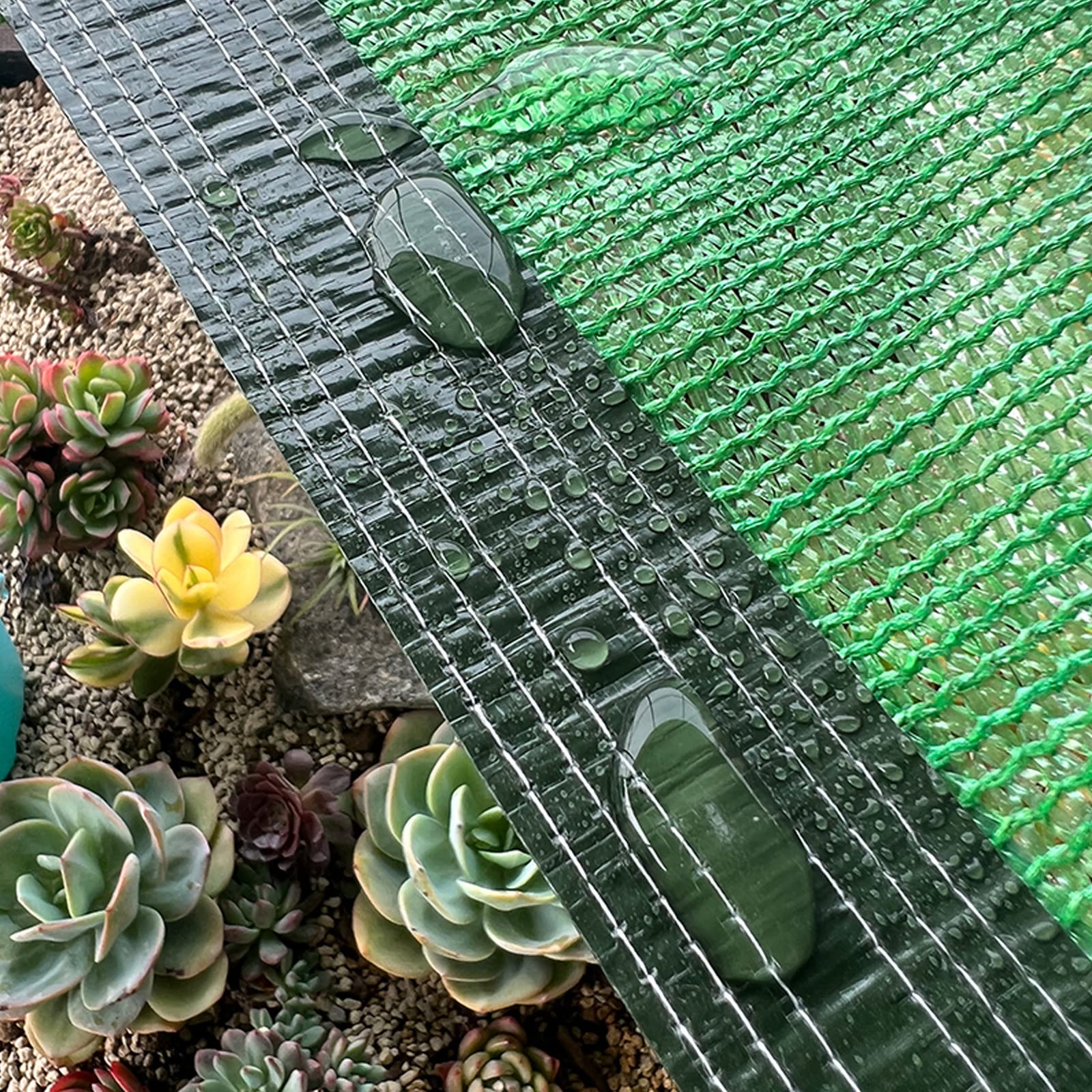 Grün Garten Pflanze Schattiernetz,Gewächshaus-Schattennetz,Blumen Schattierungsnetz,60% Sonnenschutznetz,Geländer Beschattungsnetz,Wasser-und Luftdurchlässig,mit Ösen,6-Polig (4x5m/13x16.4ft)