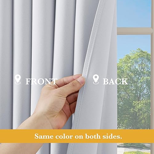 Miniatura 55 de RYB HOME Juego de 2 paneles de cortinas opacas grises de 63 pulgadas de largo, cortinas sólidas resistentes para oscurecer la habitación