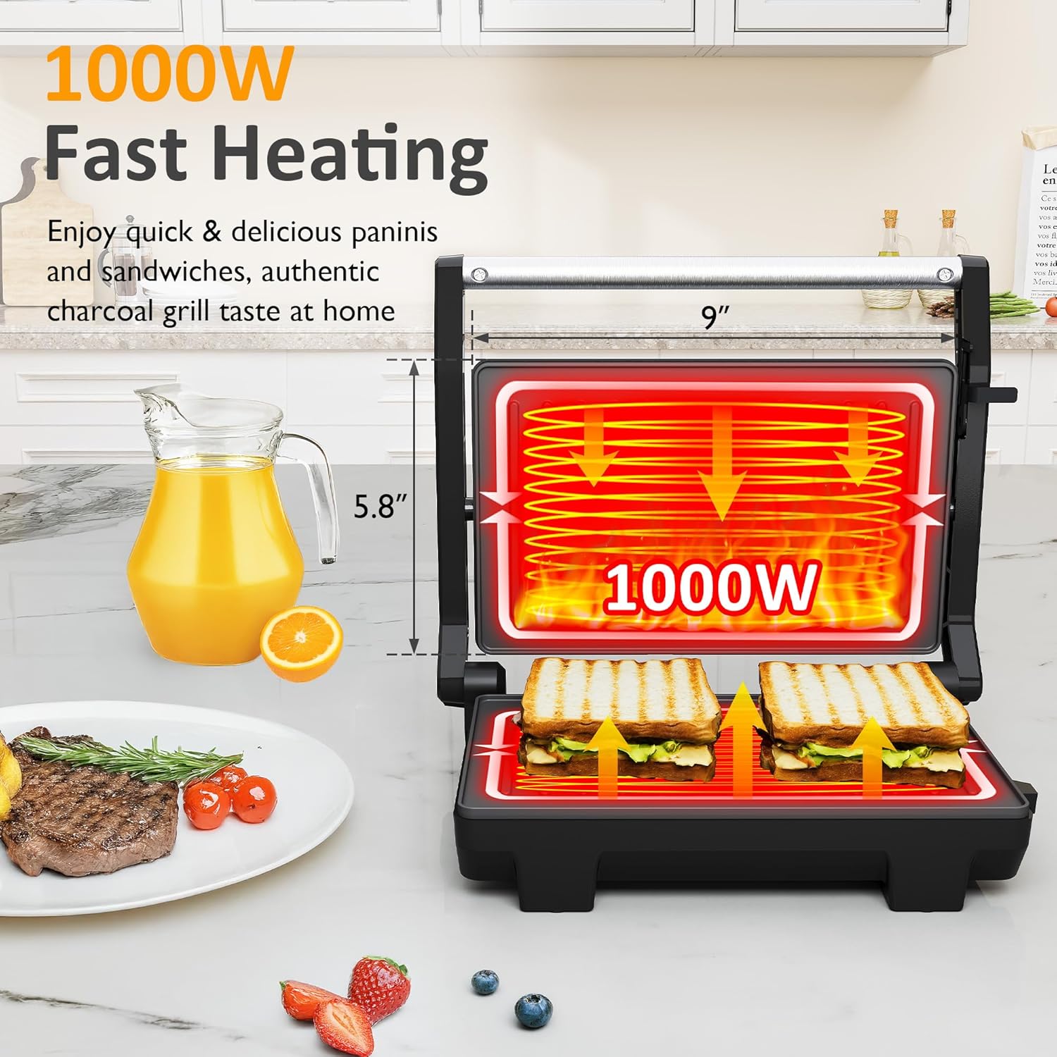 SUNVIVI Panini Press stored vertically in a cabinet