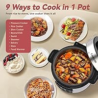 Vista 2 de Electric Pressure Cooker 6 Qt, 9 Functions Programmable Instant Pot with IMD Touchscreen, Rice Cook, Slow Cook, Steam, Sauté, Warm, 16+ Safety