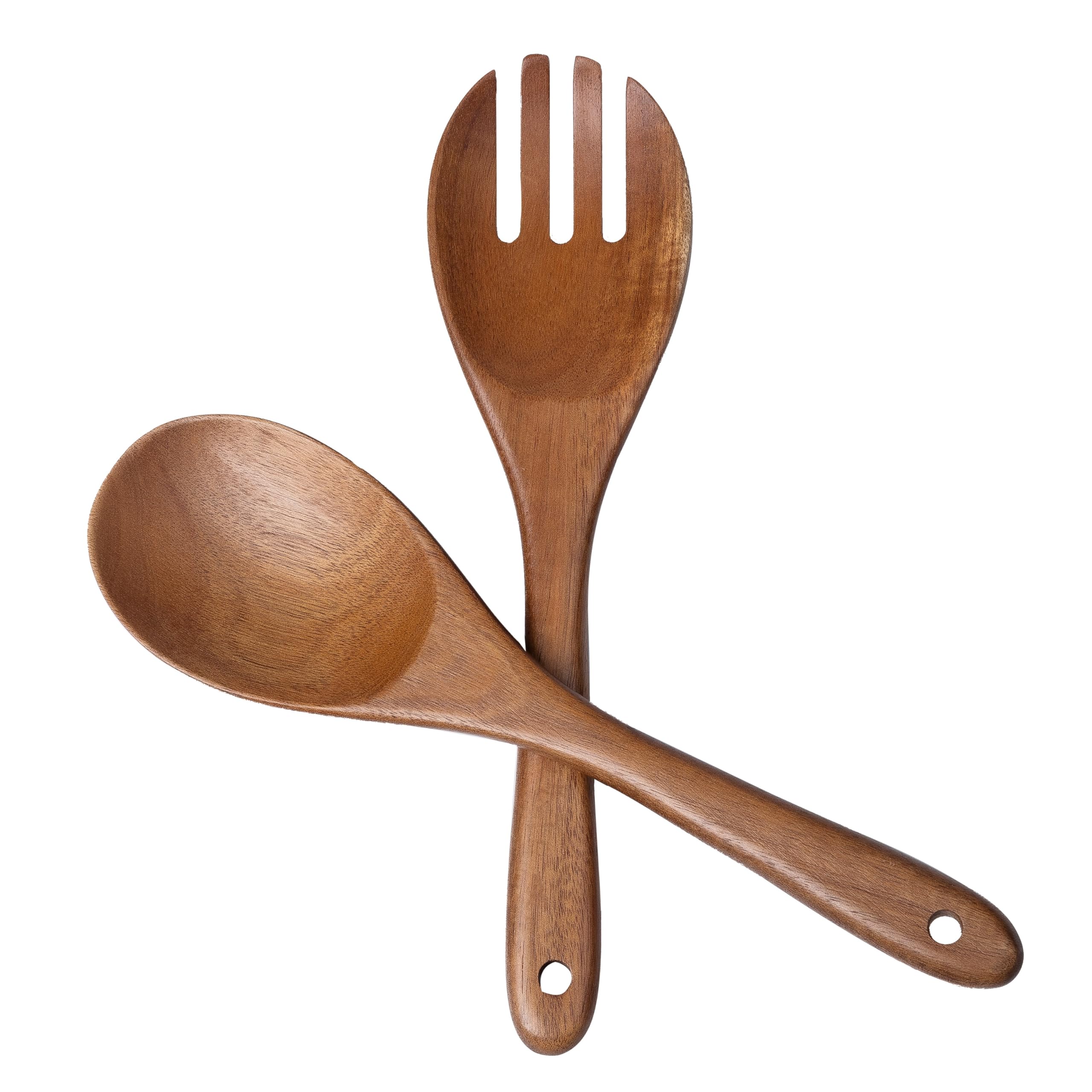 Pakkawood Salad Servers - Natural Wood Utensils -10
