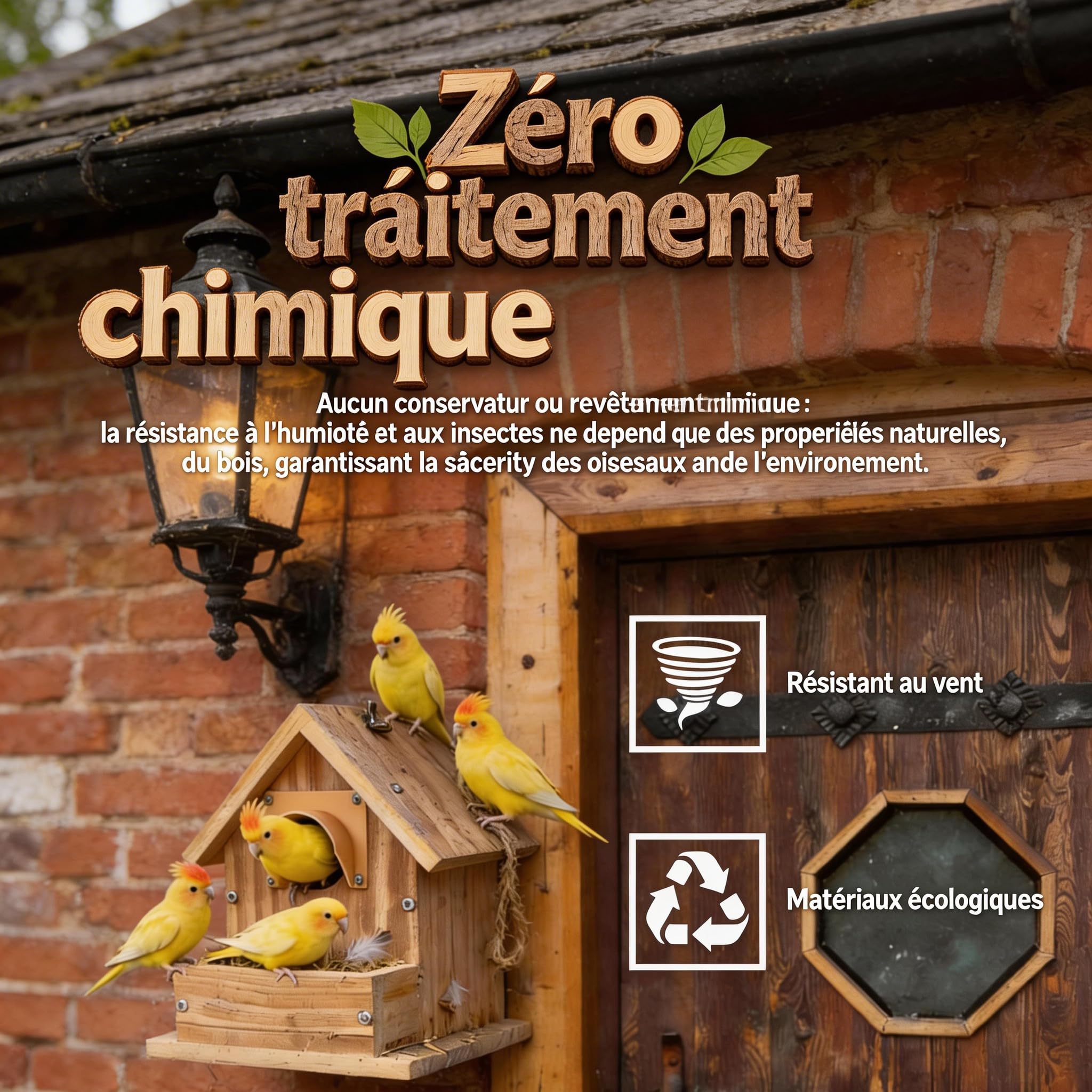 Nichoir à Oiseaux en Bois pour Mésanges et Rouge-Gorge, Mangeoire Suspendue Résistante aux Intempéries
