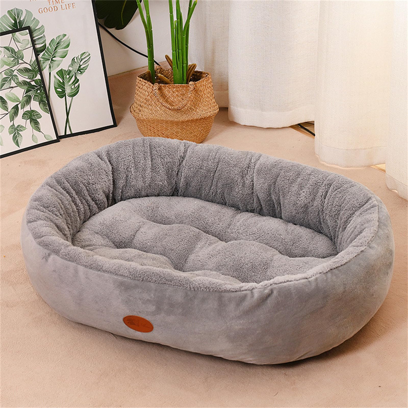 Odot Dog Bed Small Medium Large size Dogs, Oval Washable Pet Bed for Cat Puppy Crate, Calming Dog Sofa, Soft and Fluffy, Non-Slip (Gray,XXL)