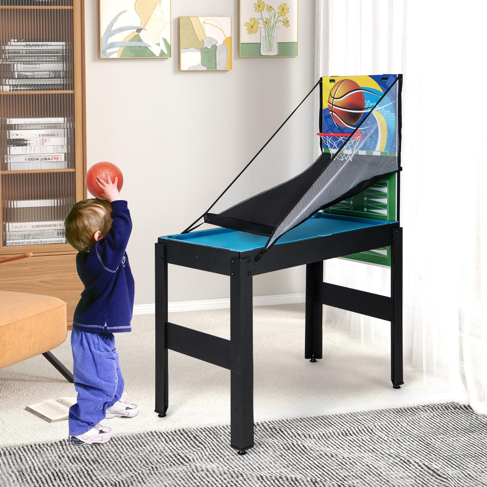 RELAX4LIFE 14 IN 1 Tavolo da Gioco Multifunzionale, Set da Tavolo Multigioco Biliardo Ping Pong Basket Calcetto Bowling Shuffleboard per Casa Ufficio Bar