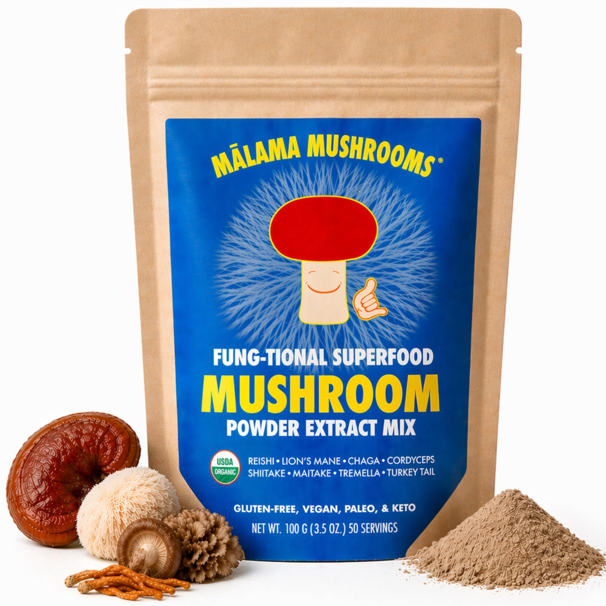 Amazon.com: 8-Mushroom Extract Powder by Malama, Organic Body