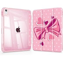 Tuiklol for iPad 11 inch A16 Chip 2025 11th Gen/iPad 10.9 inch 2022 10th Gen, Buit in Pencil Holder with Shockproof Cover Glitter Transparent Back Shell Case Auto Wake/Sleep,Pink Bow