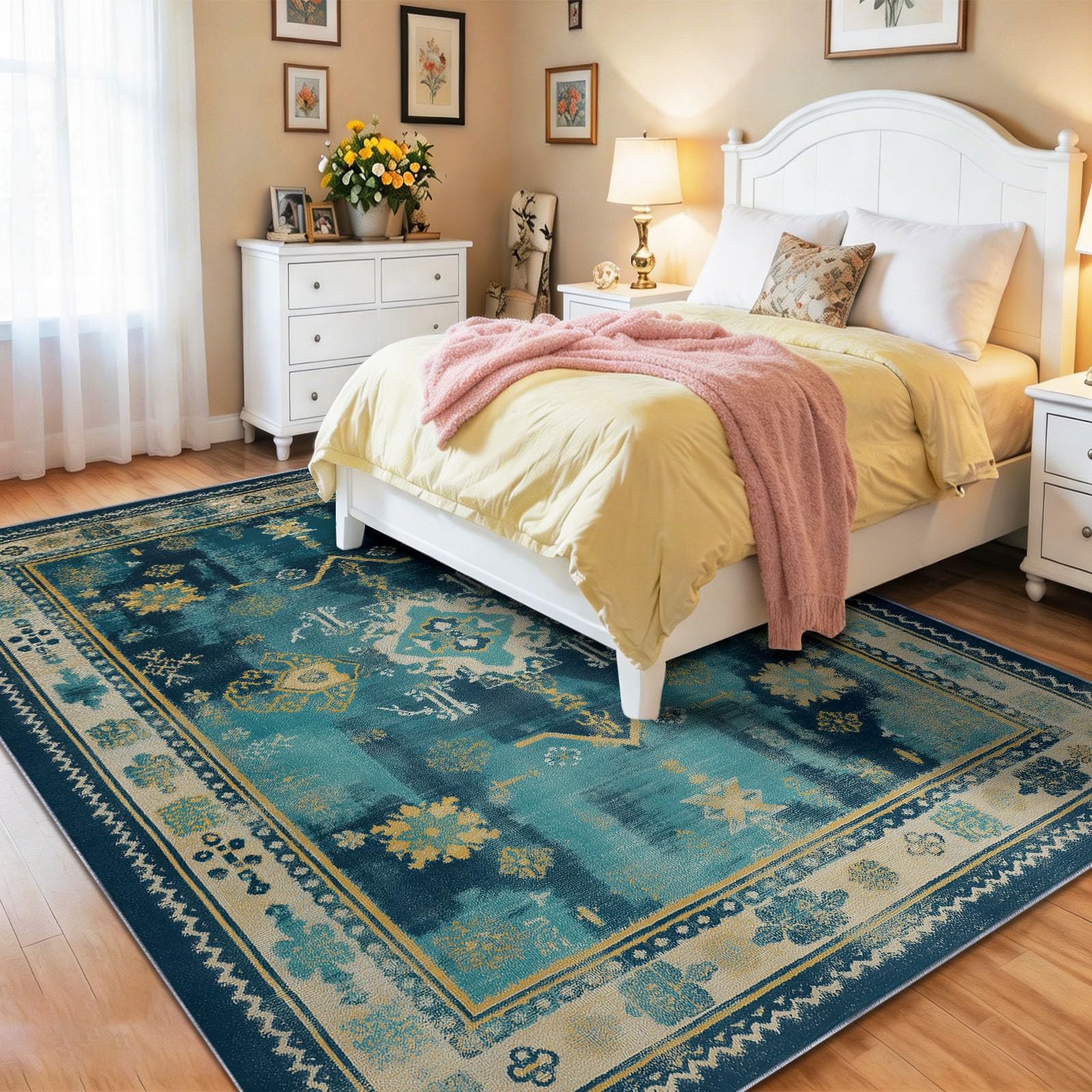 Generico Tappeto Lavabile in Lavatrice - 90 x 150 cm Tappeto Antiscivolo & Pelo Corto, Pratico e Facile da Pulire, Ideale per Soggiorno, Cucina e Aree ad Alto Traffico
