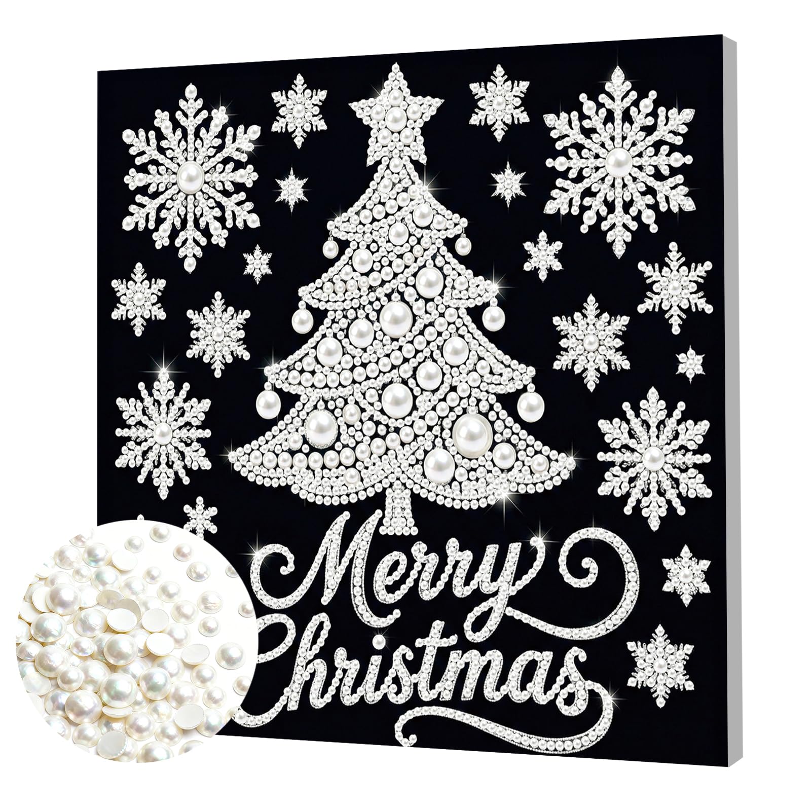 Pearl Painting & Pearl Art Kits for Adults with Frame — Christmas Holiday DIY Pearls Diamond Art Ready-to-Hang, 3D Pearls Dot Art Women Beginners Home Wall Decor Gift 25×25cm(Christmas Tree)