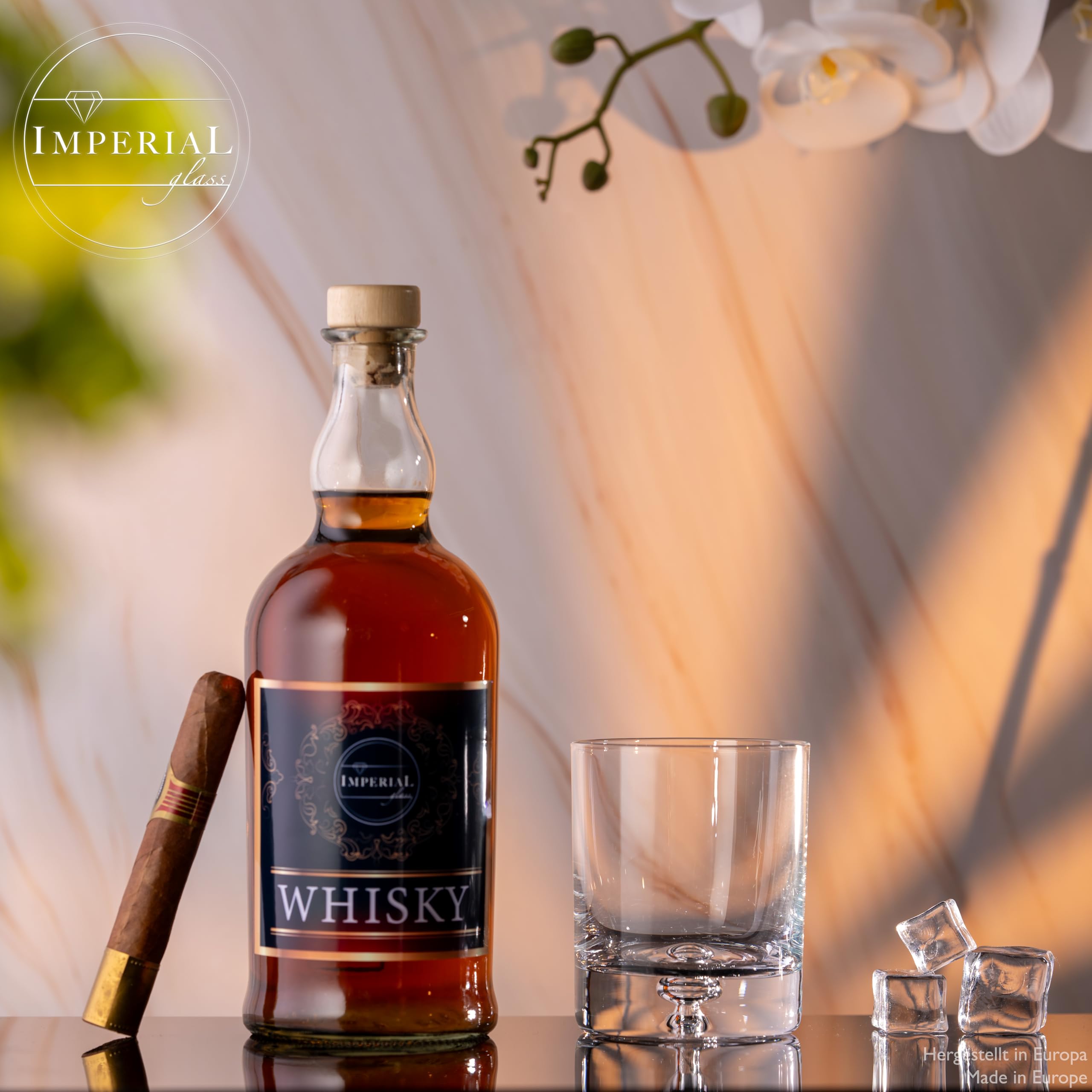 Imperial Lot de 6 verres – 300 ml – En verre Crystalline – Série « Lisbonne » - Verres à eau avec bulle d'air dans le fond - Fabriqués à la main
