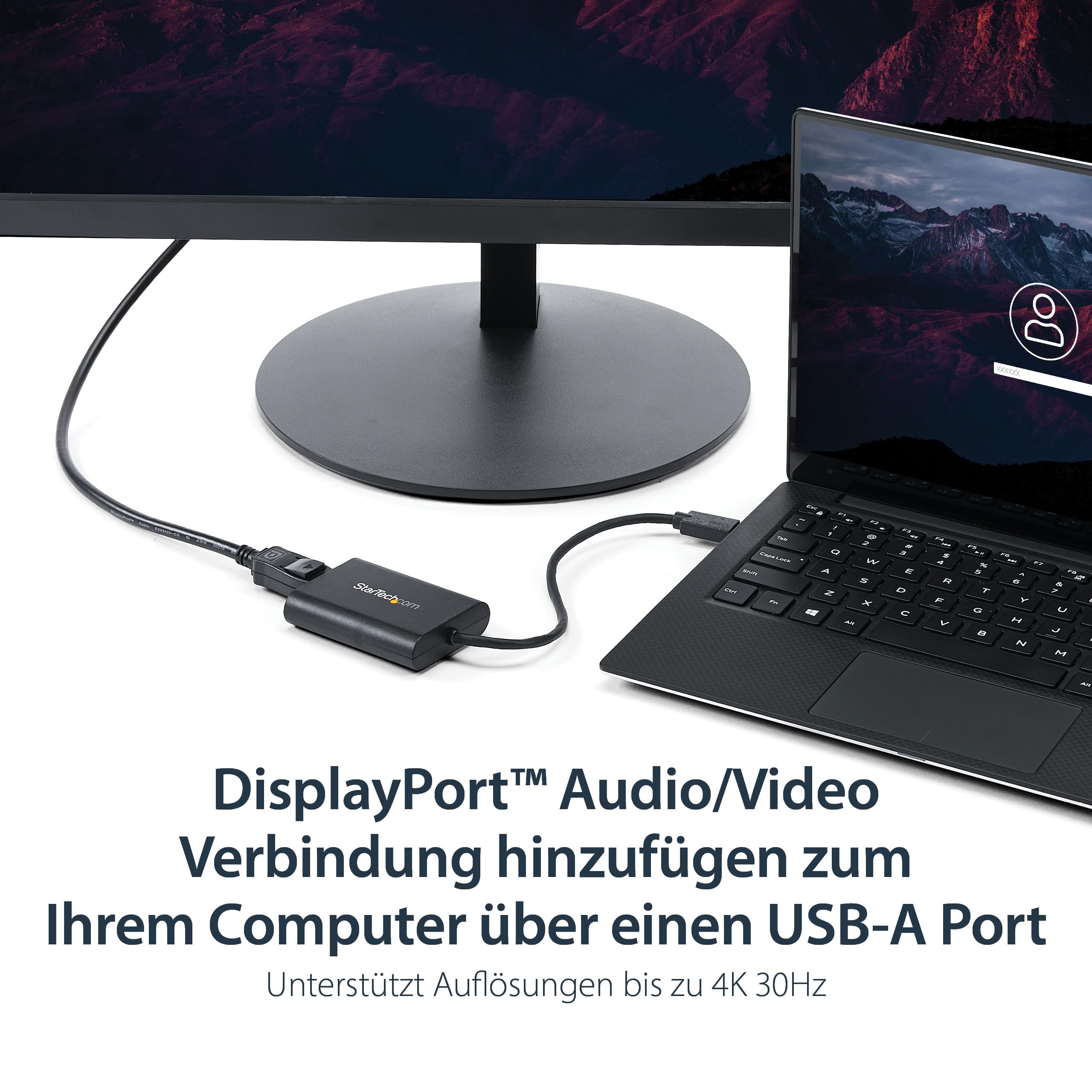 StarTech USB 3.0 auf DisplayPort Adapter, 4K, Windows (USB32DPES2) | USB DP Monitor Konverter, Nur Windows, 3840x2160 30Hz, 20cm Kabel, Zusatzbildschirm