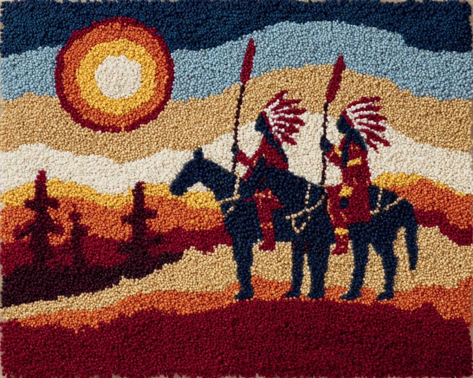 Wallphantom Indian Tribes Latch Hook Rug Kit For Adults,