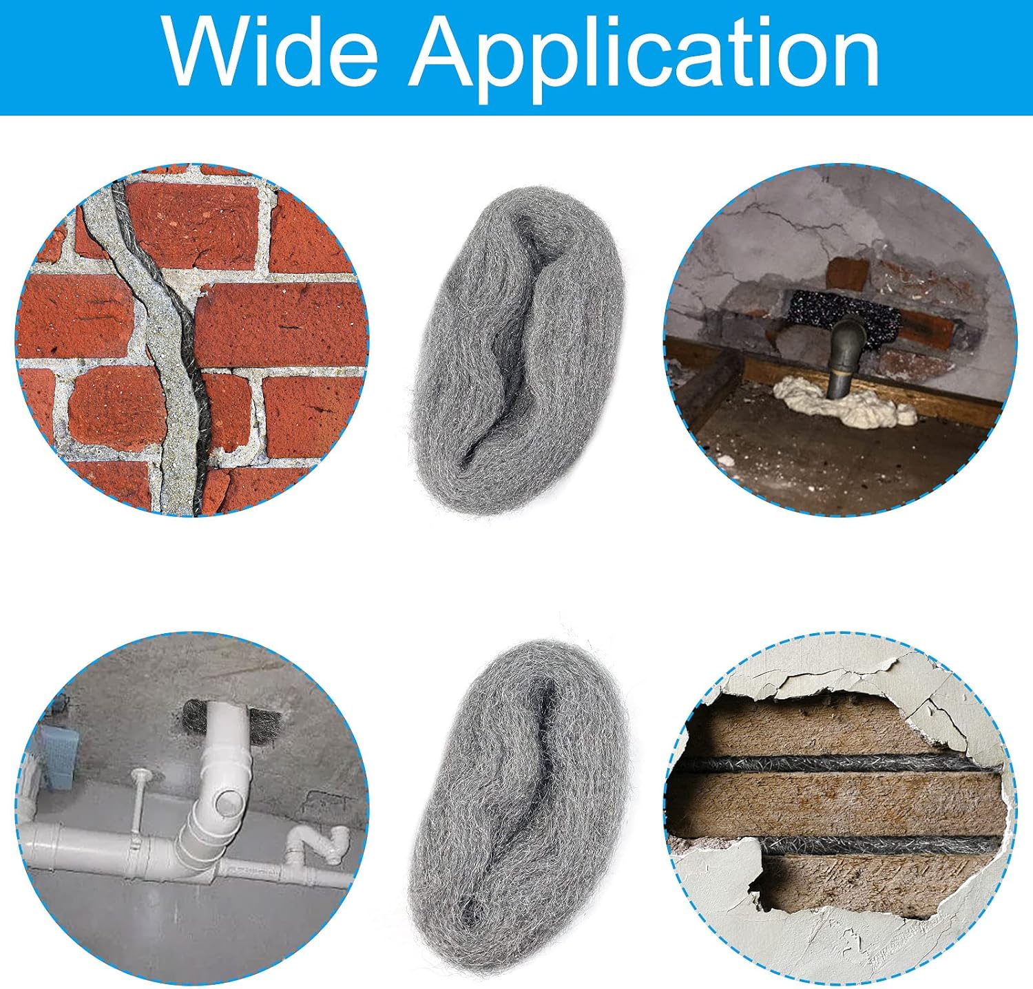 4pcs 120g/roll Steel Wool Mice Fill Fabric 304 Stainless Coarse Wire