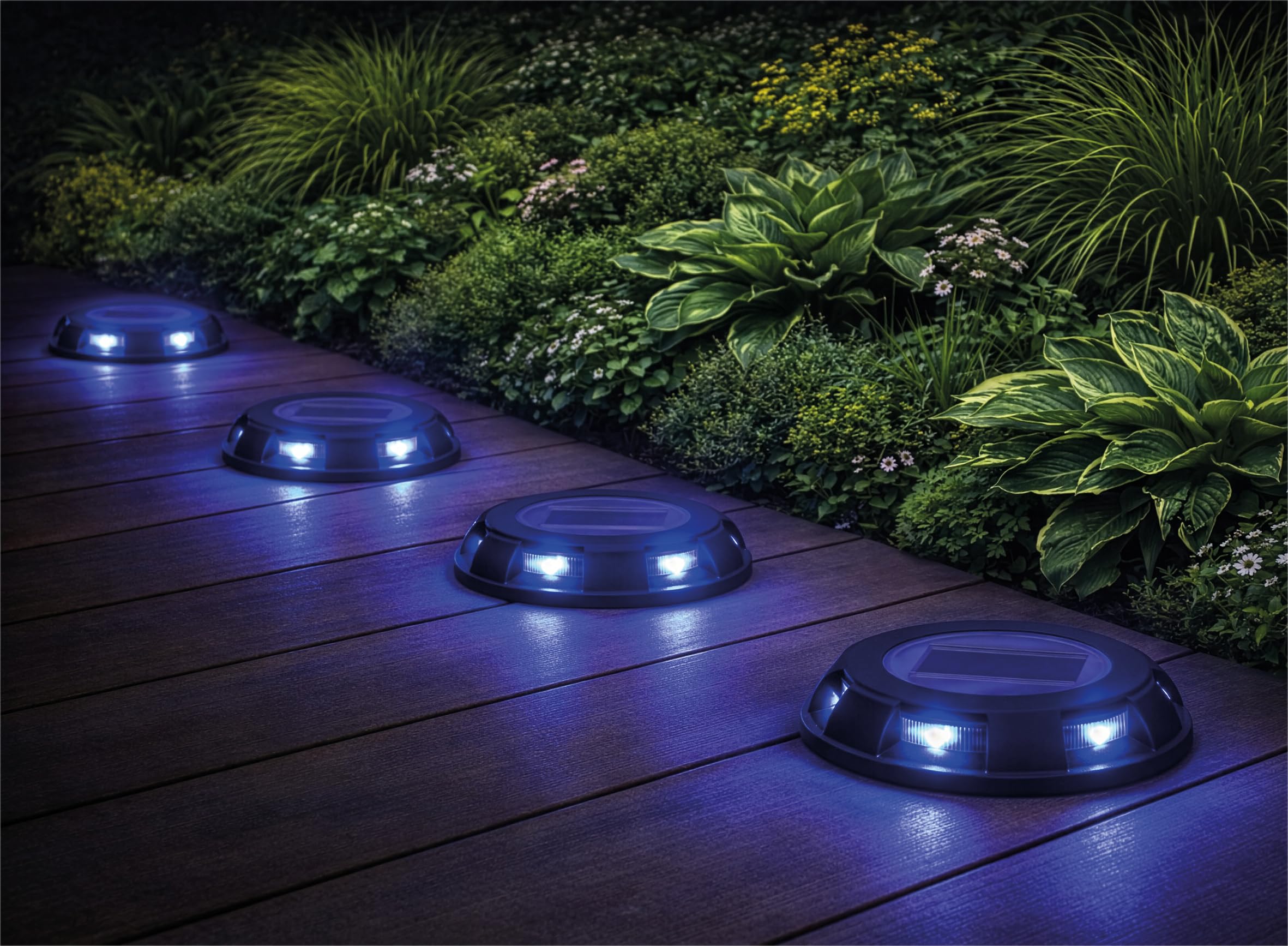 Bestfor Solar Powered Buried Ground Light with 4 LEDs Pack of 4 - Ideal for lawns, Border, patios and Paths