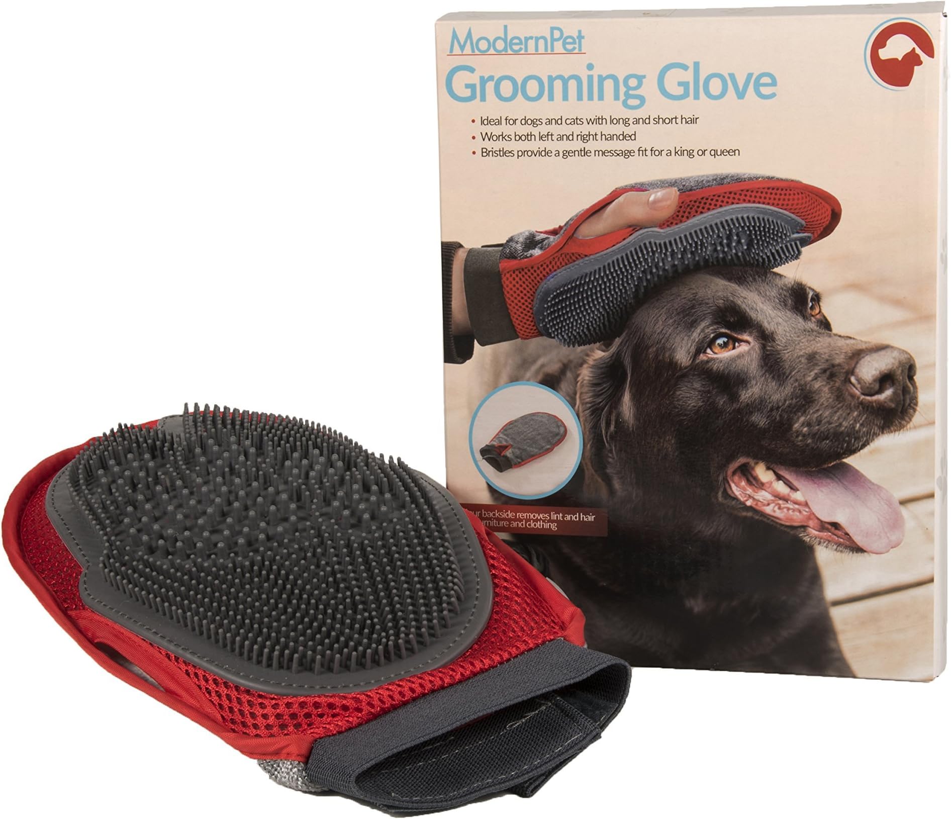 Modern Pet Grooming Glove for Dog & Cat - Pet Hair Remover Tool for Long & Short Hair Pets - Deshedding Brush Gives Gentle Massage - Left & Right Handed Mitt