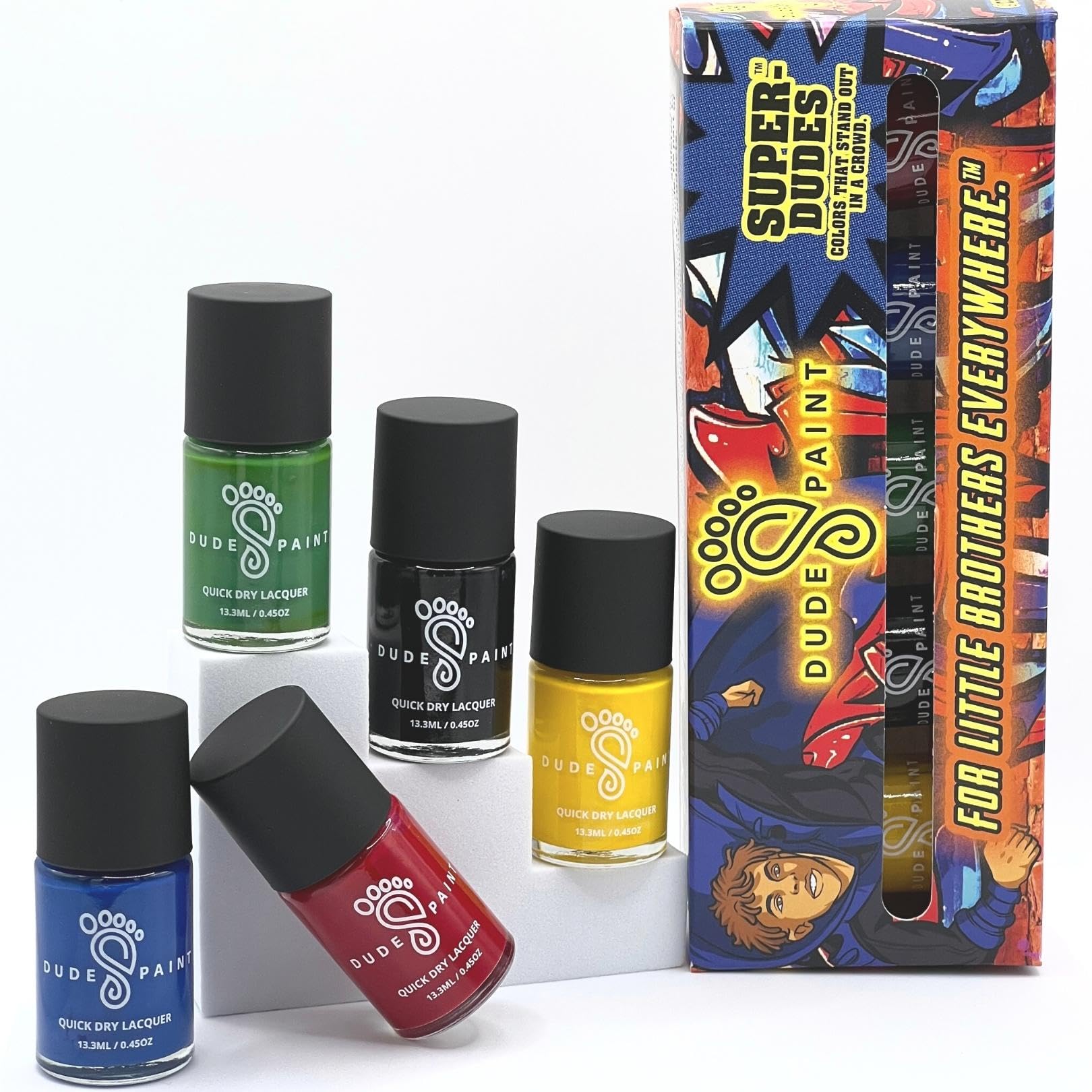 Dude Paint Super-Dudes (Superhero) Nail Polish Set for Boys - Set of 5 Colors