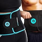 Waist Trimmer Belt Bundle for Men & Women – Sweat Band Waist Trainer Belt for a Toned Look - Reinforced Trim and Double Velcro (Blue & Blue Hem, Large: 9” x 46”)