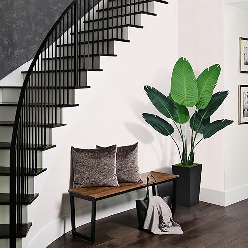 Miniatura 3 de Bird of Paradise - Planta artificial de 5 pies, palmera tropical sintética con maceta alta negra, planta falsa en maceta, árbol de seda artificial