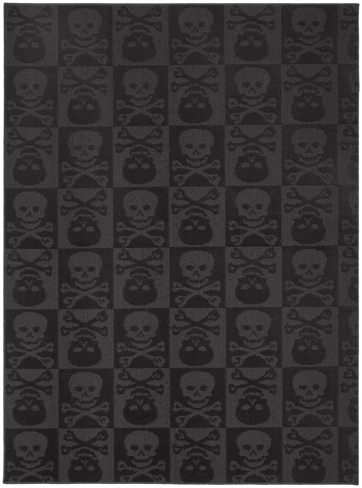 Garland Rug Skulls 7 Ft. 6 in. x 9 Ft. 6 in. Large Area Rug Black
