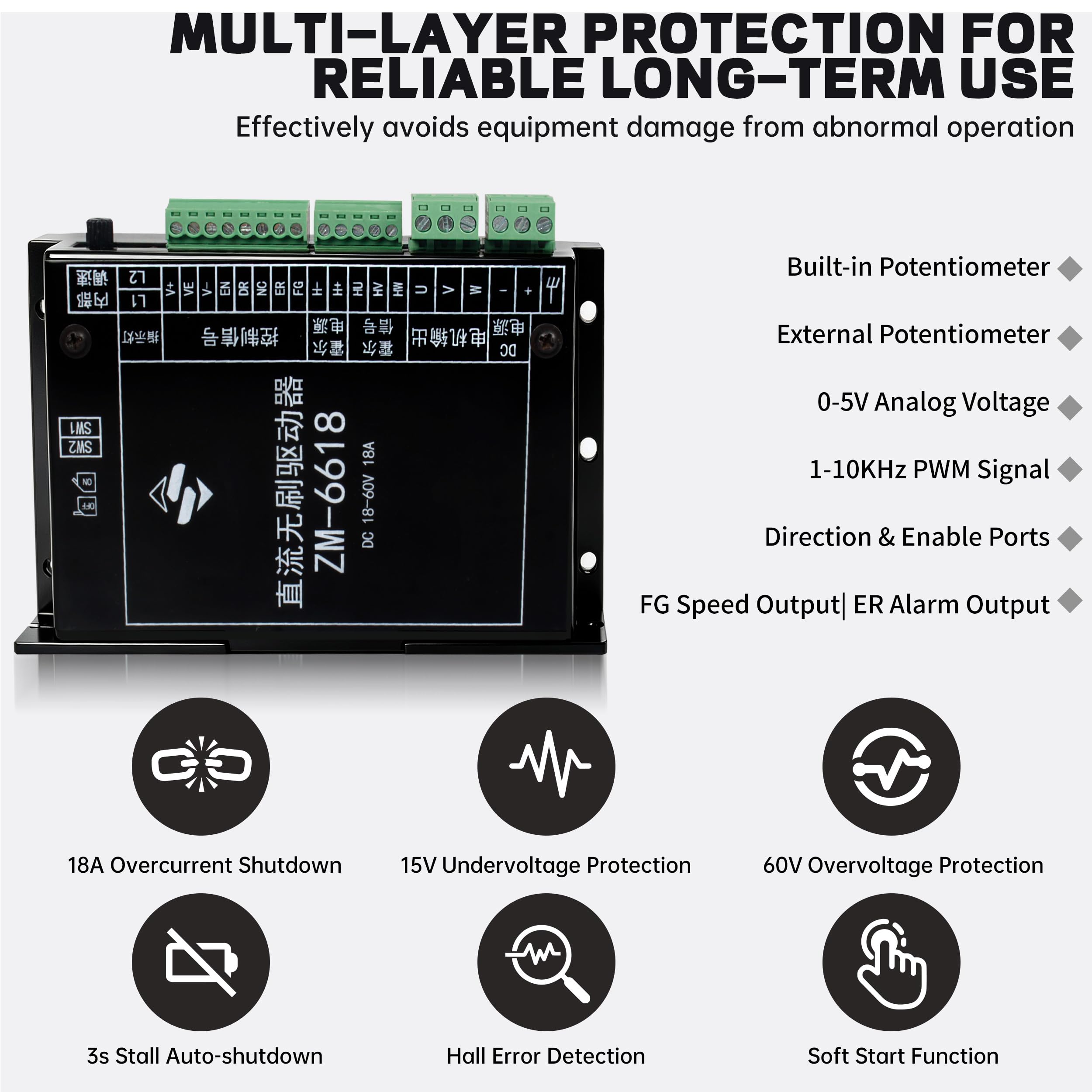 CNCTOPBAOS Kit de controlador de motor sin escobillas de 48 V CC 500 W