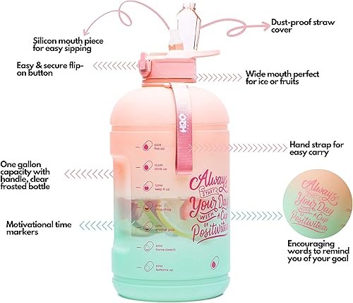 Miniatura 9 de H2O Capsule INSPO - Botella de agua de medio galón con marcador de tiempo y pajilla, jarra motivacional de seguimiento de la hidratación, sin BPA