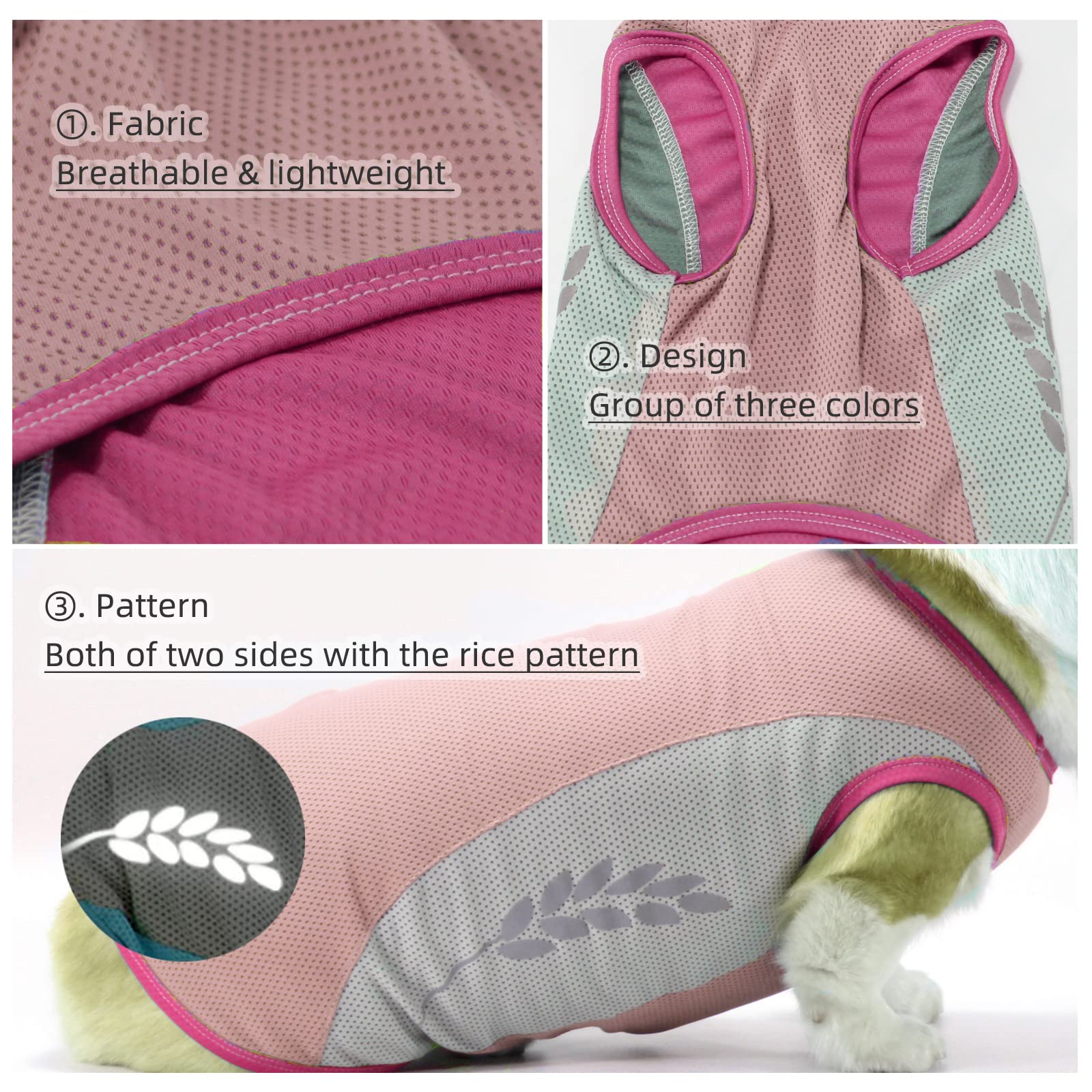 Gilet di Raffreddamento per Cani Leggeri, Maglietta di Sicurezza per Cani Traspirante a Prova di Sole, Protezione UV Cappotto per Cani con Striscia Riflettente, Giacca di Raffreddamento per Animali