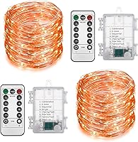 Vista 8 de Paquete de 2 Total 200 Luces LED de Hadas Luces de Cadena Operadas con Batería con Control Remoto y 8 Modos, 33 Pies Cable de Cobre Impermeable