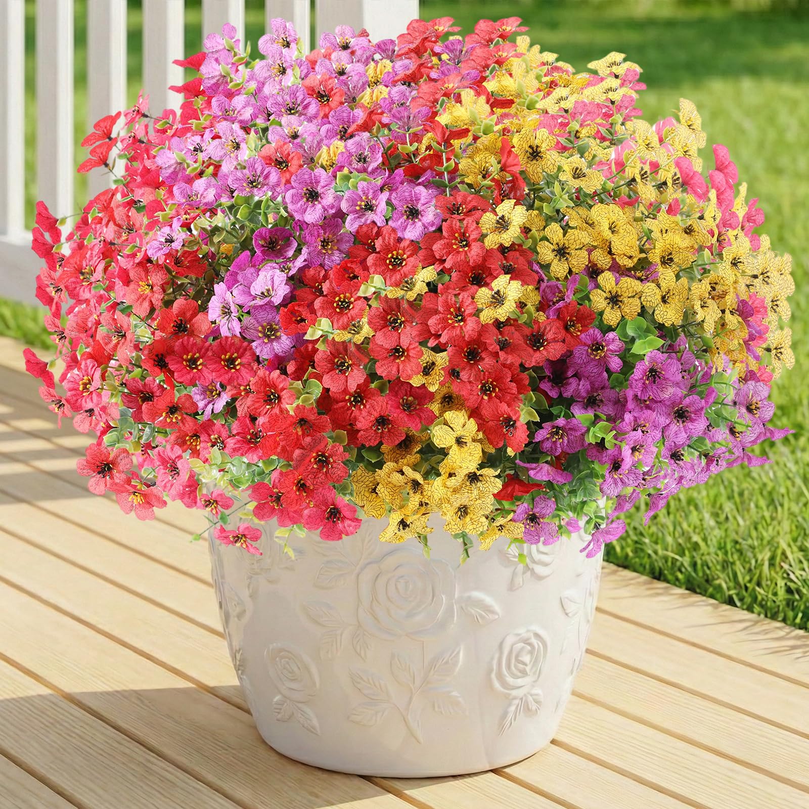 Artificial Flowers for Outdoor Silk Flowers No Fade Fake Plastic Flowers Faux Plants for Outdoors Outside Front Porch