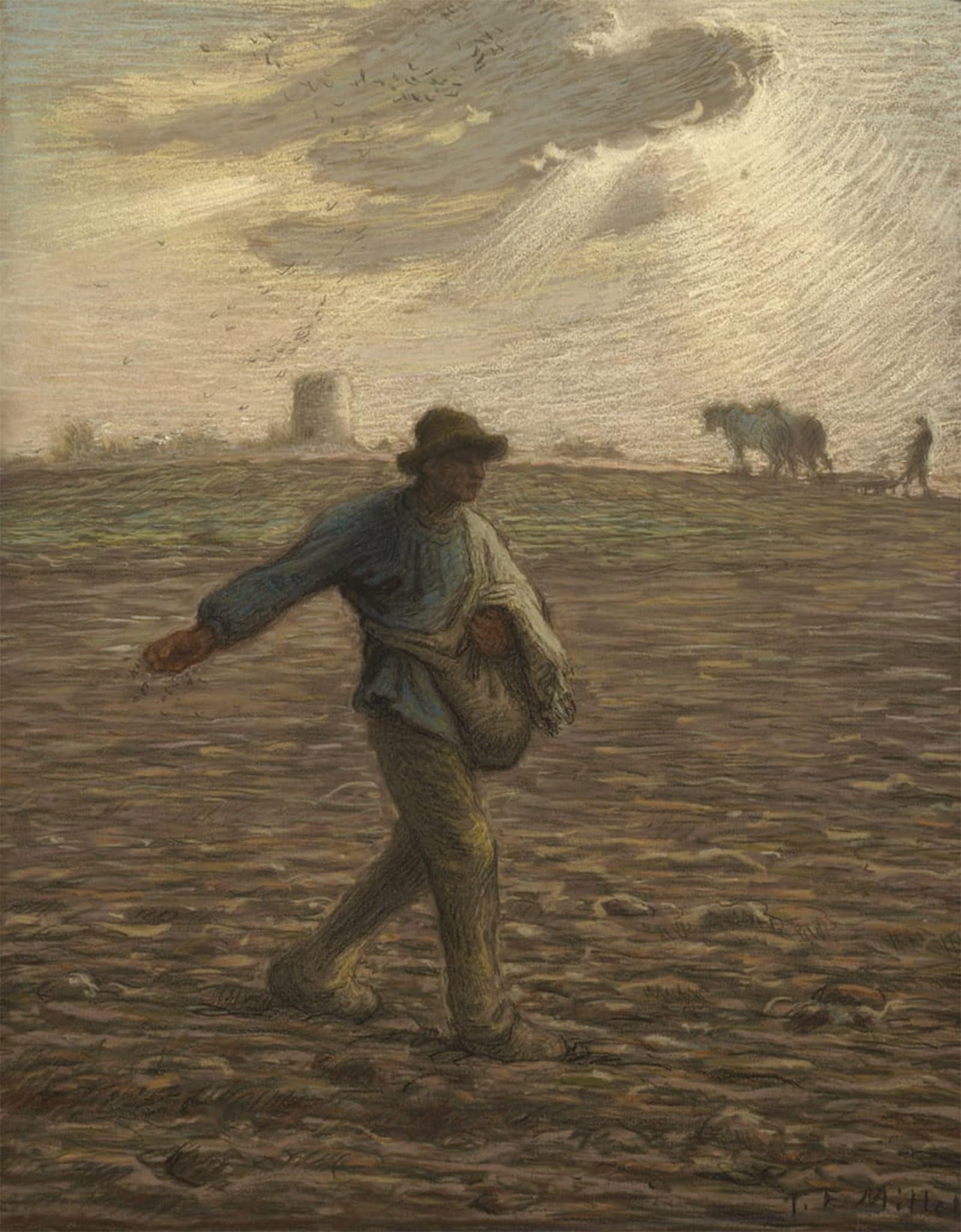 SERENDIPITP Retro Picture Poster Wall Art Pictures Painting the Sower by Jean Francois Millets Wall Art Canvas Print for Wall Decor 60x90cm