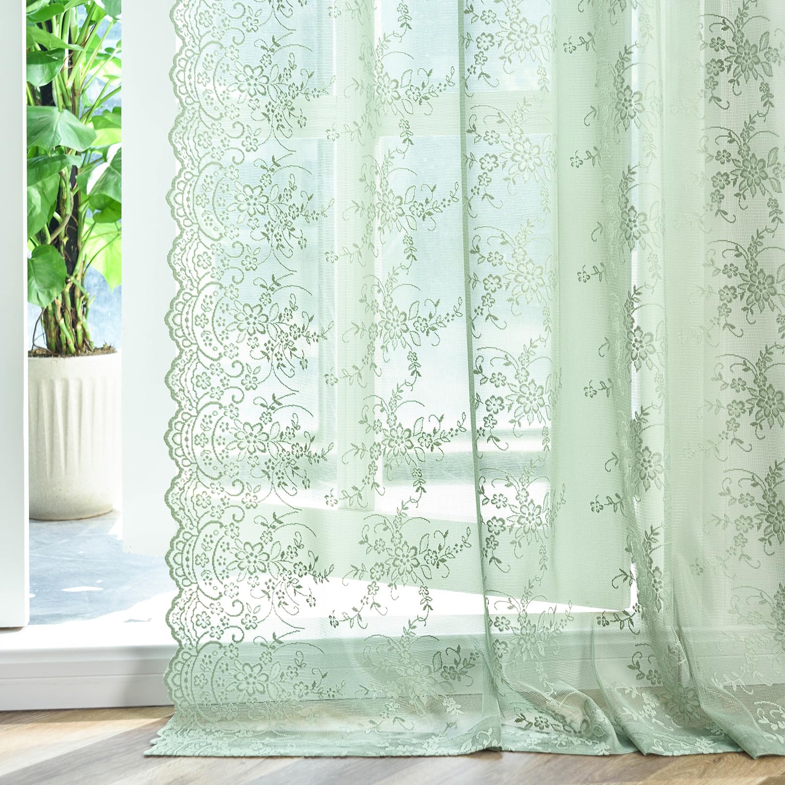 Bagaille CURTAIN ★ GREEN Amazon.com: Kotile Sage Green Lace Curtains 84 Inches Long