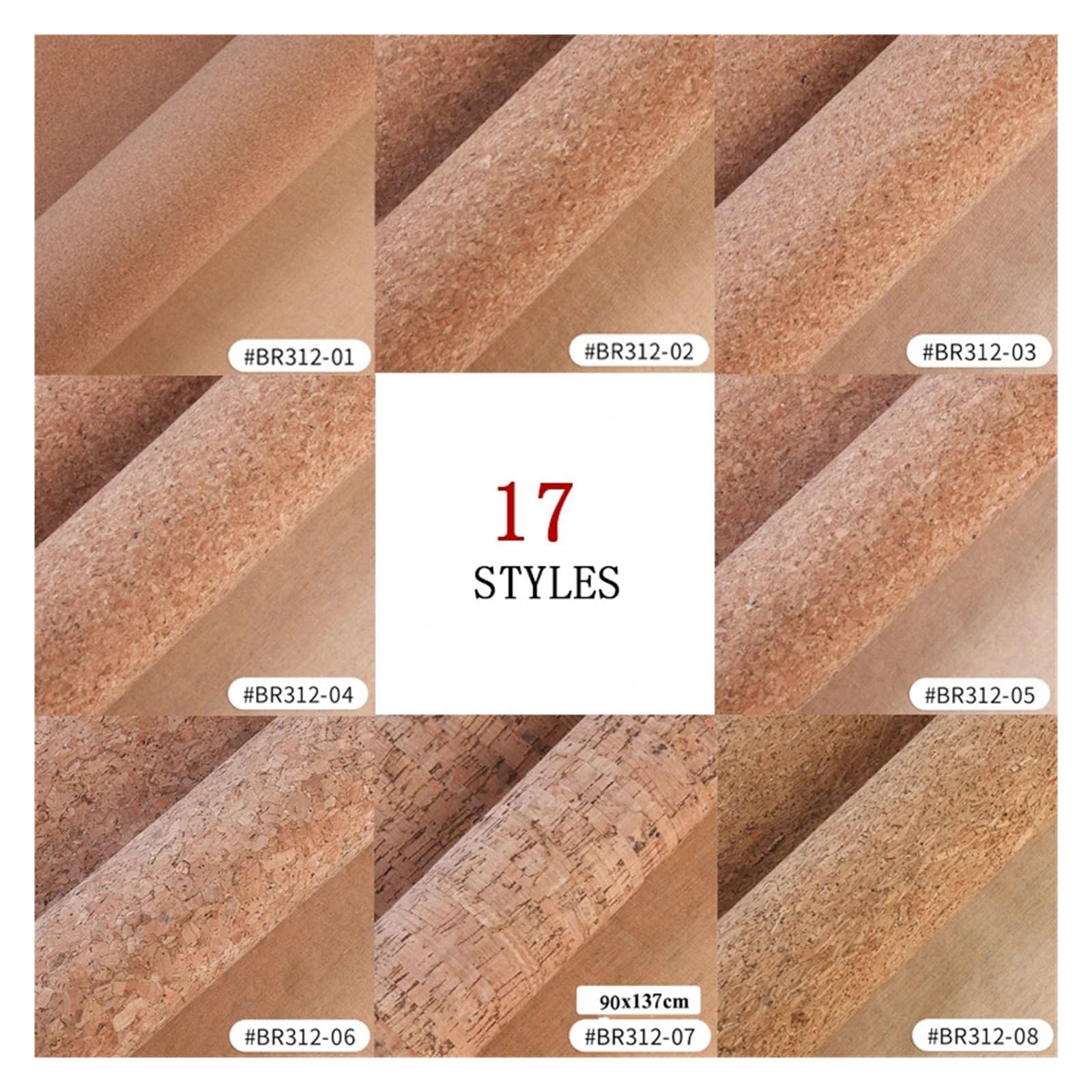 Tissu Mou De Grain En Bois Cuir Liège 90x140cm 0.5mm