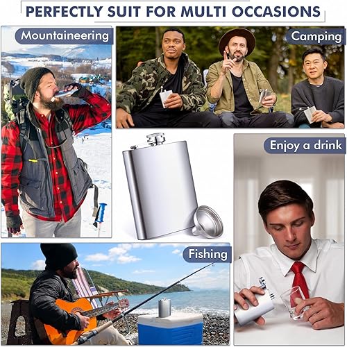 Miniatura 7 de Petaca de 7 onzas para licor de acero inoxidable a prueba de fugas con embudo para fiestas, bodas, camping, senderismo, regalo, actividades al aire